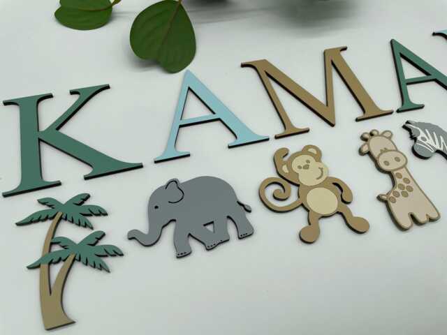 Personalised Safari Toy Box Letters Wooden Jungle Decor, Pastel Name - image 1