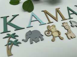 Personalised Safari Toy Box Letters Wooden Jungle Decor, Pastel Name - thumbnail 1