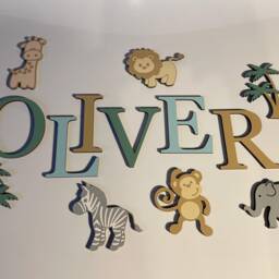 Personalised Safari Toy Box Letters Wooden Jungle Decor, Pastel Name - thumbnail 3