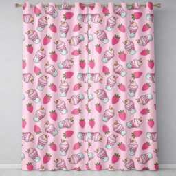 Cute Strawberry Milkshake Cupcake Blush Pink Background Seamless Pattern Readymade Eyelet Ring Top Thermal 100% Blackout Curtains - thumbnail 2