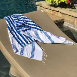 Large Turkish Beach Towel, Hand Loomed Bamboo Terry Cloth Peshtemal - thumbnail 4