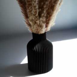 Ribbed Flower Vase - Modern Home Decor Two Sizes White, Black, Wood - thumbnail 3
