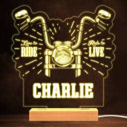 Vintage Motorbike Love To Ride Biker Personalised Gift Warm White Night Light - Bedroom Lamp - thumbnail 1