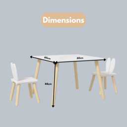 Wooden Kids Table & Bunny Chair Set - Montessori Minimalist Furniture - thumbnail 4