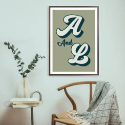 Personalised Custom Initials Print, Unframed, Retro, Anniversary, Wedding, Engagement, New Home, Gift - thumbnail 3