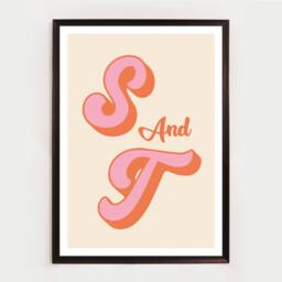 Personalised Custom Initials Print, Unframed, Retro, Anniversary, Wedding, Engagement, New Home, Gift - thumbnail 2