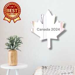 Maple Leaf Acrylic Mirror Wall Art Personalized Engraving Available
