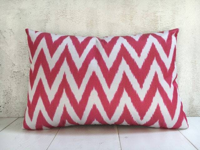 Silk Ikat Pillow Cover, Handwoven Decorative Cushion - 16x24 - image 1