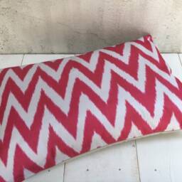 Silk Ikat Pillow Cover, Handwoven Decorative Cushion - 16x24 - thumbnail 4