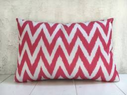 Silk Ikat Pillow Cover, Handwoven Decorative Cushion - 16x24