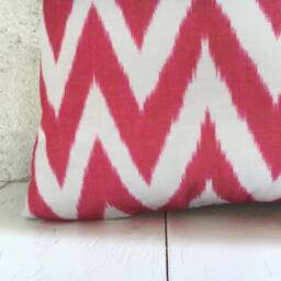 Silk Ikat Pillow Cover, Handwoven Decorative Cushion - 16x24 - thumbnail 3