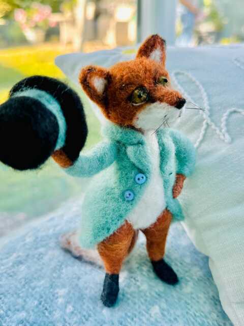 Needle Felted Gentleman Fox - With Top Hat, Victorian Dapper Doll, Handmade Woodland Animal, Collector Figurine - image 1