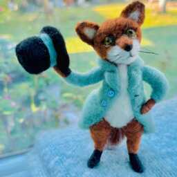 Needle Felted Gentleman Fox - With Top Hat, Victorian Dapper Doll, Handmade Woodland Animal, Collector Figurine - thumbnail 3