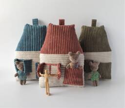 Corduroy House Pillow With Teddy Bear Nursery Decor - thumbnail 1