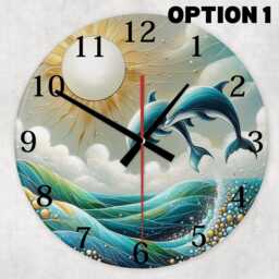 Dolphin Glass Wall Clock - Quiet Ocean 20cm/30cm Sea Life Home Decor - thumbnail 2