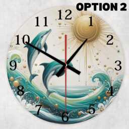 Dolphin Glass Wall Clock - Quiet Ocean 20cm/30cm Sea Life Home Decor - thumbnail 4
