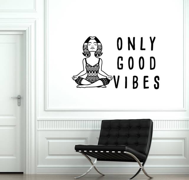 Only Good Vibes Vinyl Wall Decal Meditation Yoga Lettering Decor Stickers Mural - #2823Di - image 1