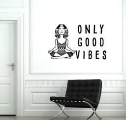Only Good Vibes Vinyl Wall Decal Meditation Yoga Lettering Decor Stickers Mural - #2823Di - thumbnail 1