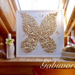 Glitter Gold Butterfly Wall Art, 3D Paper Wedding Decor - thumbnail 3