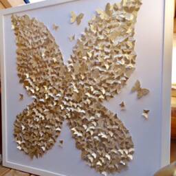 Glitter Gold Butterfly Wall Art, 3D Paper Wedding Decor - thumbnail 4