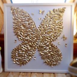 Glitter Gold Butterfly Wall Art, 3D Paper Wedding Decor - thumbnail 2