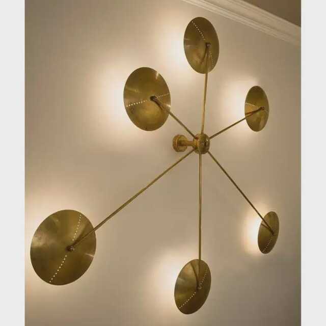 Mid Century Starburst Pendant Light 1950S 6-Armed Spider Dome Wall Chandelier Fixture Flush Mount Italian Brass Modern Kalmar - image 1