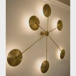 Mid Century Starburst Pendant Light 1950S 6-Armed Spider Dome Wall Chandelier Fixture Flush Mount Italian Brass Modern Kalmar - thumbnail 1