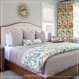 Wilmington Floral 2 Colors Jacobean Flower Linen Blend Curtain, Valance Extra Width, Pleated, Lined Drapery Panel Offered As Upgrades - thumbnail 3