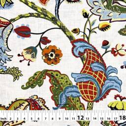 Wilmington Floral 2 Colors Jacobean Flower Linen Blend Curtain, Valance Extra Width, Pleated, Lined Drapery Panel Offered As Upgrades - thumbnail 2