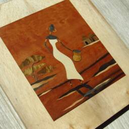 African Woman Wood Mosaic Picture Marquetry Wall Art - thumbnail 2