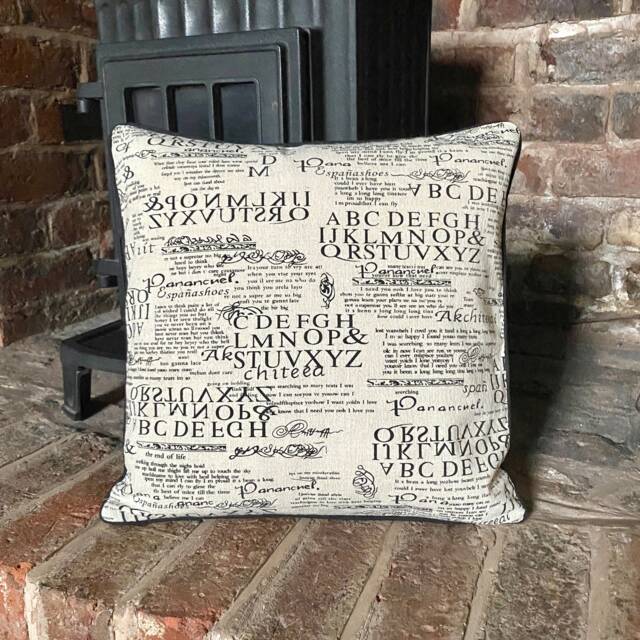 14. Shabby Chic Alphabet Natural Linen Cotton Cushion Cover With Piping, Size 16x16 - image 1
