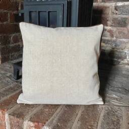 14. Shabby Chic Alphabet Natural Linen Cotton Cushion Cover With Piping, Size 16x16 - thumbnail 3