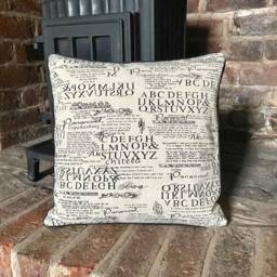 14. Shabby Chic Alphabet Natural Linen Cotton Cushion Cover With Piping, Size 16x16 - thumbnail 1