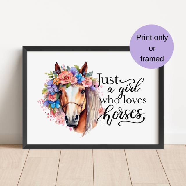 Floral Horse Print Equestrian Wall Art For Girl's Room - image 1