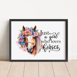 Floral Horse Print Equestrian Wall Art For Girl's Room - thumbnail 2