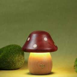 Handmade Wooden Mushroom Lamp, Night Light, Magic Mushroom, Ornaments, Baby Night Light, Gift For Kids - thumbnail 3