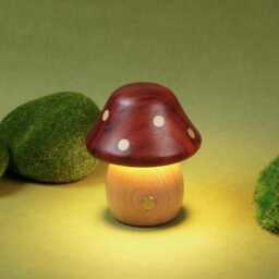 Handmade Wooden Mushroom Lamp, Night Light, Magic Mushroom, Ornaments, Baby Night Light, Gift For Kids - thumbnail 2