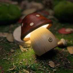 Handmade Wooden Mushroom Lamp, Night Light, Magic Mushroom, Ornaments, Baby Night Light, Gift For Kids - thumbnail 4