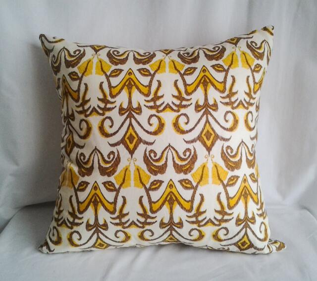Mustard Yellow & Brown Pillow Cover, 16x16 Decorative Pillow, Toss Home Decor, Summer, Spring Retro - image 1