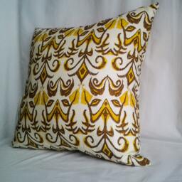 Mustard Yellow & Brown Pillow Cover, 16x16 Decorative Pillow, Toss Home Decor, Summer, Spring Retro - thumbnail 2