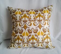 Mustard Yellow & Brown Pillow Cover, 16x16 Decorative Pillow, Toss Home Decor, Summer, Spring Retro - thumbnail 1