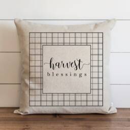 Fall Pillow Cover // Harvest Blessings Plaid Decor Autumn Thanksgiving Home Farmhouse - thumbnail 1