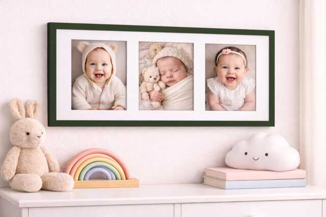 Triple Photo Frame - Green Polcore Collage Frame, Wall Decor - image 1