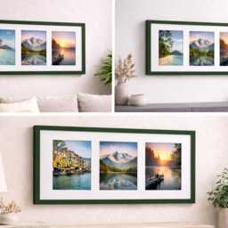 Triple Photo Frame - Green Polcore Collage Frame, Wall Decor - thumbnail 3