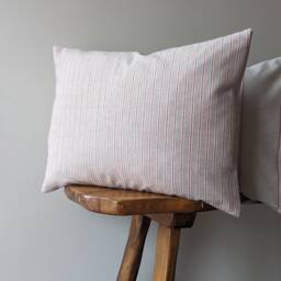 French Country Stripe Cushion Cover Raspberry Red Striped Linen Look - thumbnail 3