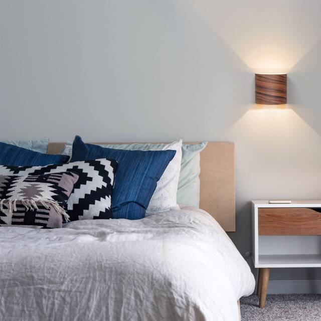 Curved Plywood Wall Sconce Rustic Modern Bedside Lamp - image 1