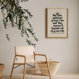 Boho Sun Moon Quote Print - The & Moon, Beige & Black, Natural Art Print, Minimalist Decor, Earthy Tones, Mystical, Spiritual - thumbnail 3