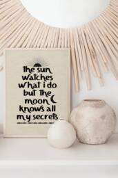 Boho Sun Moon Quote Print - The & Moon, Beige & Black, Natural Art Print, Minimalist Decor, Earthy Tones, Mystical, Spiritual - thumbnail 1