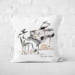 Piano Music Cushion, Illustration, Pianist, Musician White & Black - thumbnail 3