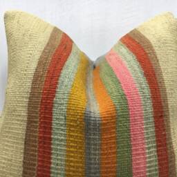 Vintage Turkish Kilim Pillow Cover, Bohemian Throw, Handwoven Accent, 16x16 - thumbnail 2